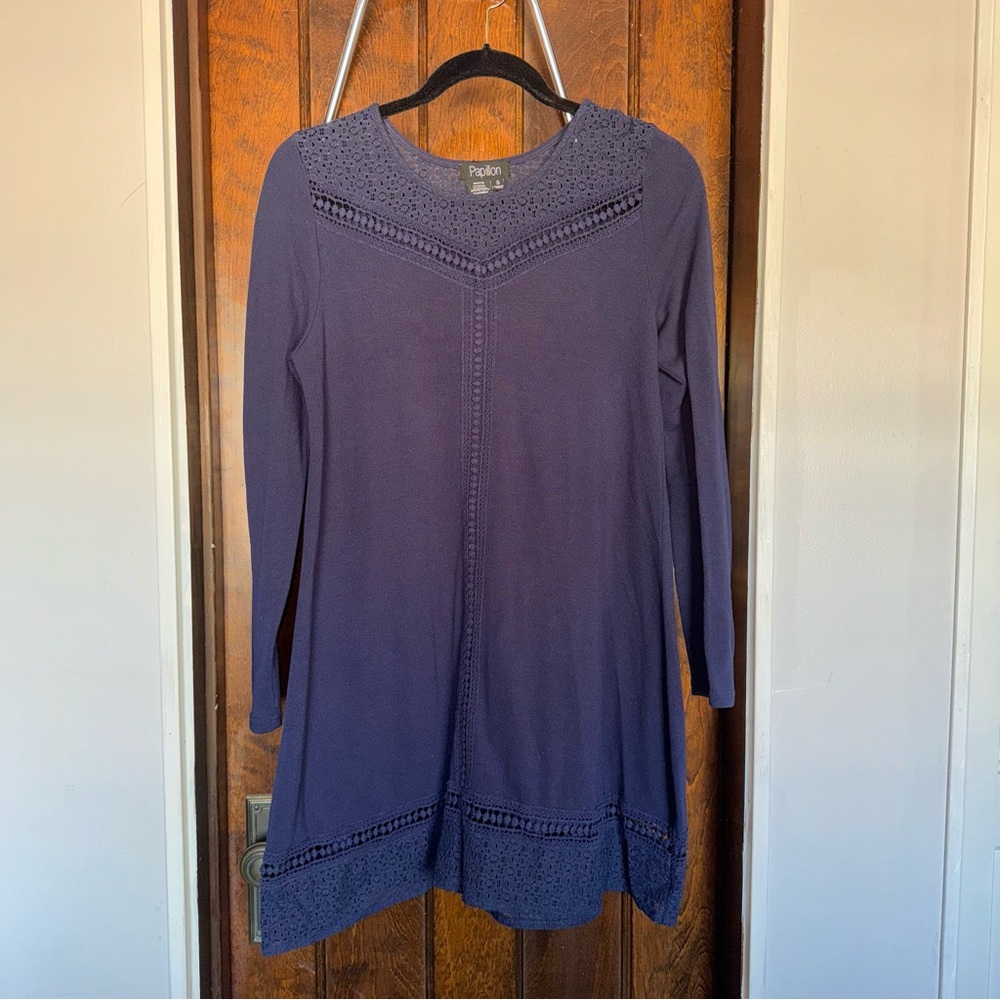 Papillon Long Sleeve Navy Dress